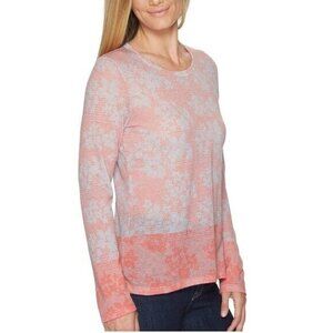 Prana Top grey coral floral Francie top shirt size Large 1711
